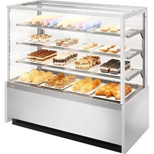 Витрина кондитерская Chilz VETE KUB LUX 90 белый глянец, шлифованная нержавейка
