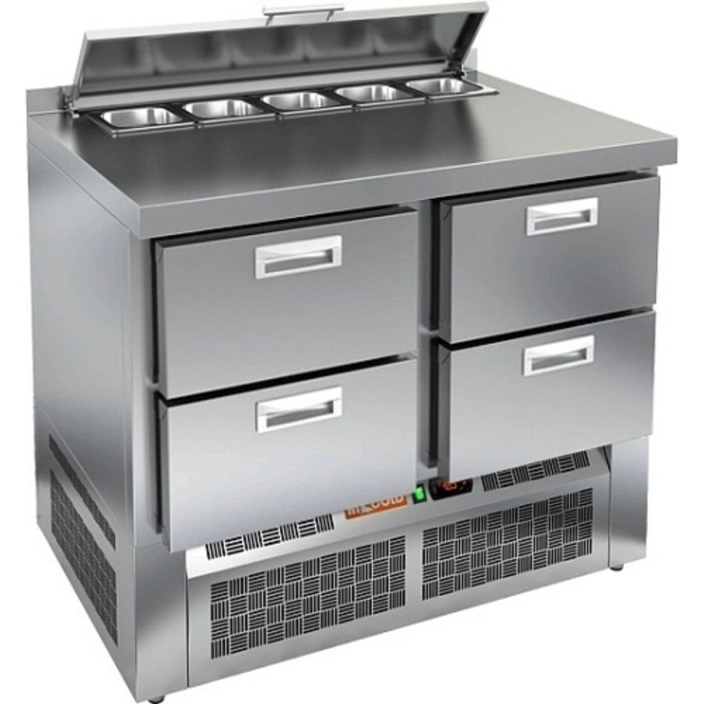 Стол холодильный для салатов HiCold SLE2-22GN (1/6) с крышкой