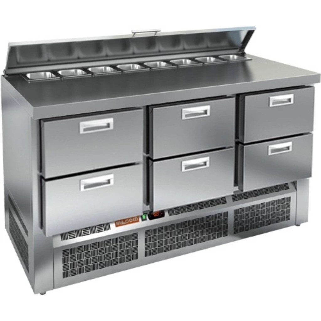 Стол холодильный для салатов HiCold SLE2-222GN (1/6) О с крышкой