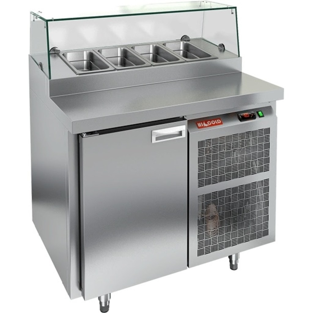 Стол холодильный для пиццы HiCold PZ2-1/GN (1/6H) стекло (R290)