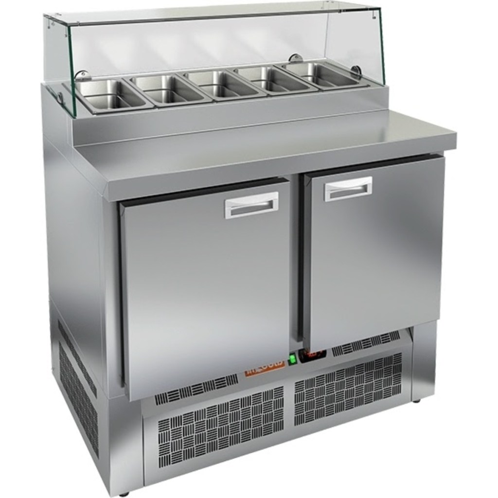 Стол холодильный для пиццы HiCold PZE2-11/GN (1/6H) стекло
