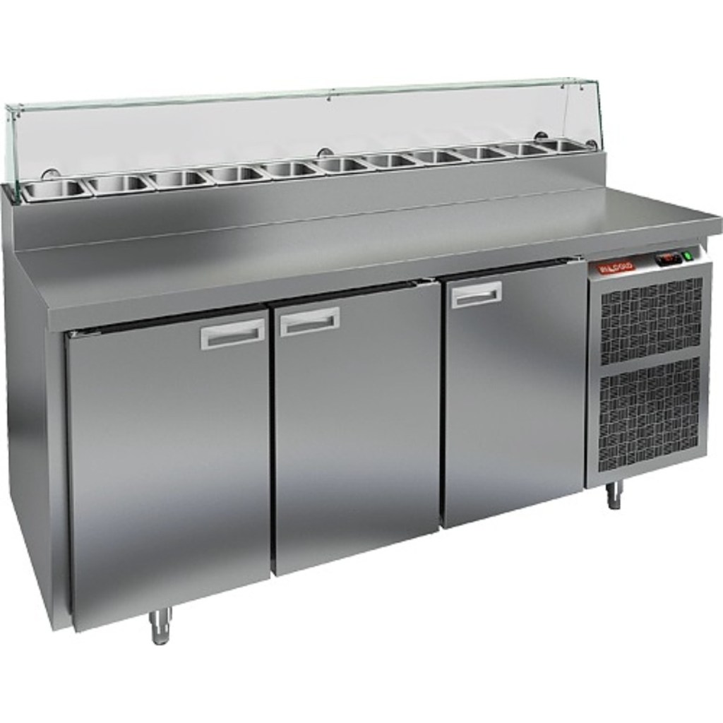 Стол холодильный для пиццы HiCold PZ2-111/GN (1/6H) стекло (R290)