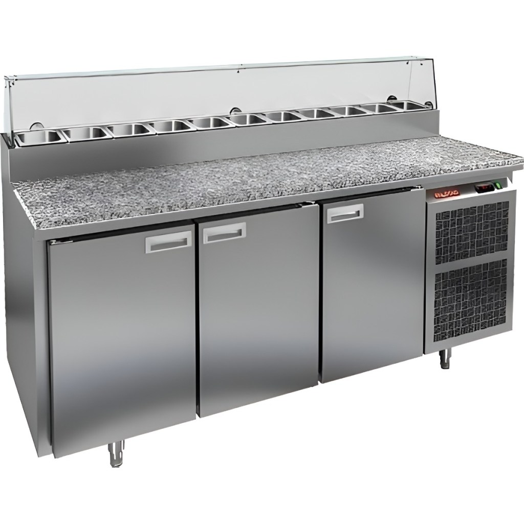 Стол холодильный для пиццы HiCold PZ2-111GN (1/6) камень со стеклом