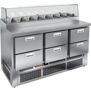 Стол холодильный для пиццы HiCold PZE1-222GN (1/3) стекло