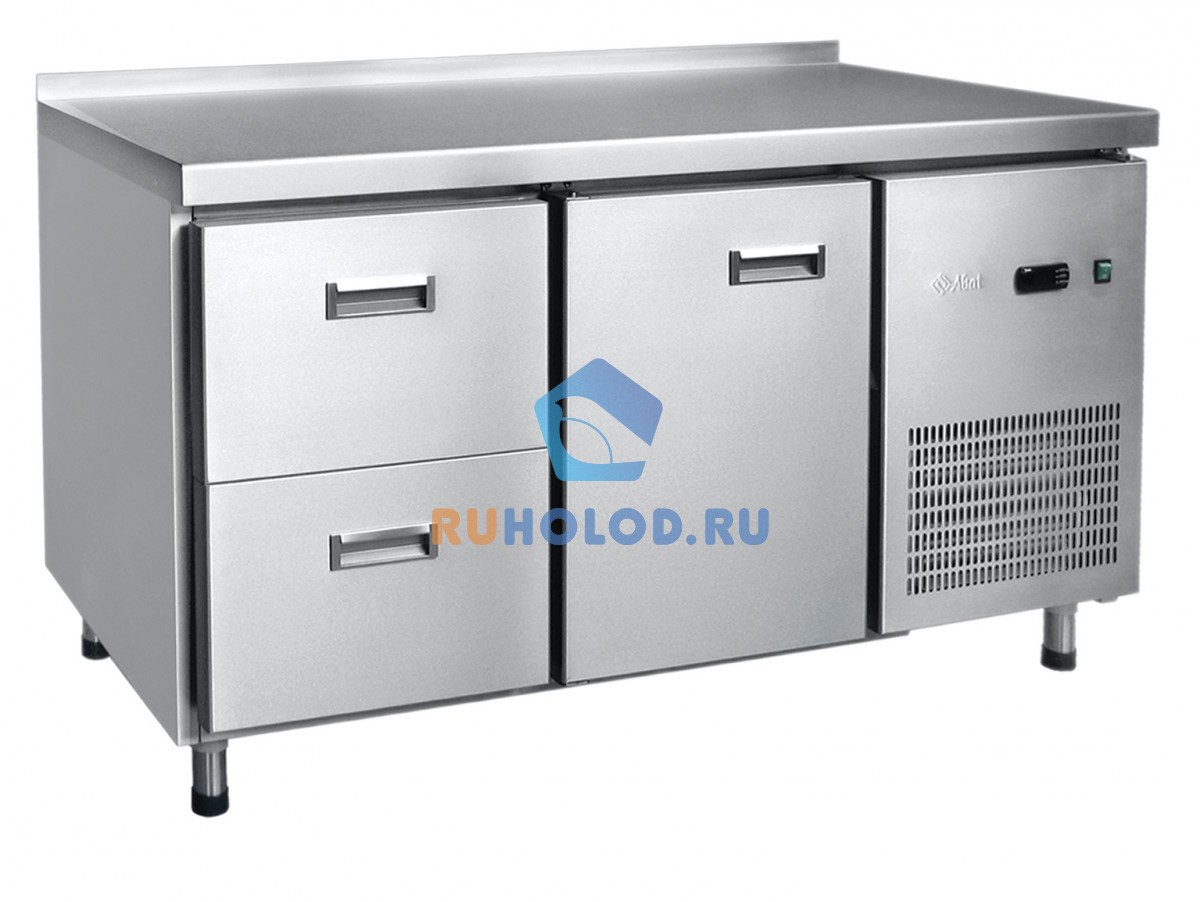 Стол холодильный Abat СХС-70-01 с бортом (ящики 1/2, дверь-стекло)