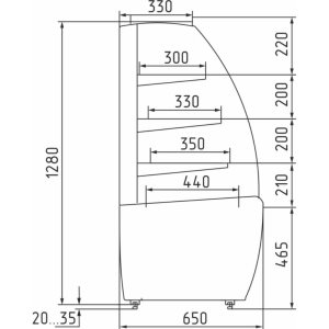 Витрина кондитерская Carboma K70 N 1,3-1 Light Паттерн (0108 Темный дуб) нейтральная - Изображение 2